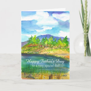 Happy Father's Day Desert Mountain Lake Card