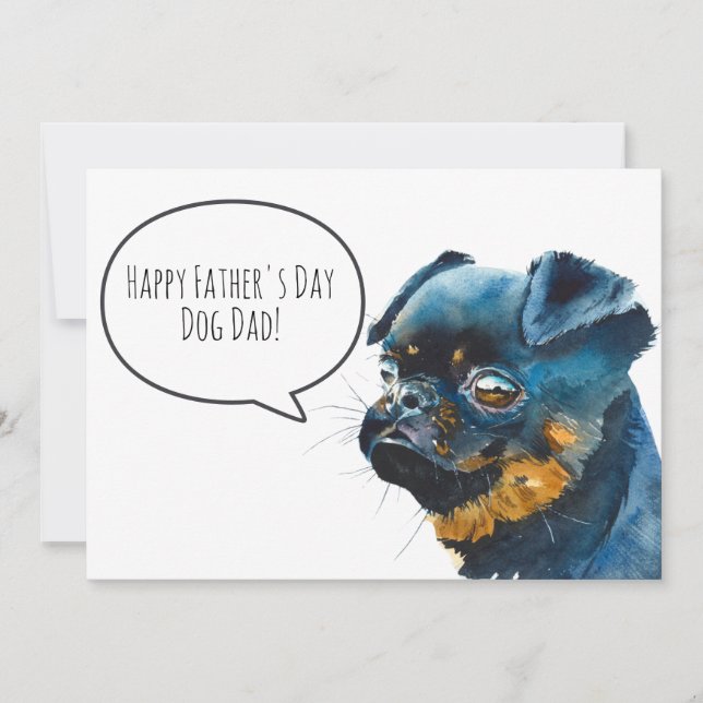Happy Father's Day Dog Dad Brussels Griffon Custom Holiday Card (Front)