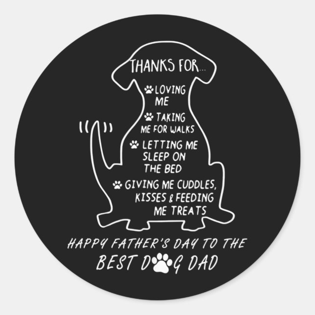 Happy Father's Day Dog Dad  Classic Round Sticker (Front)