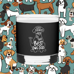 Happy Father's Day dog Dad word art Whiskey Glass