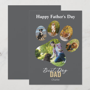 Happy father's day dog paw photo collage invitation