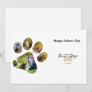 Happy father's day dog paw photo collage invitation