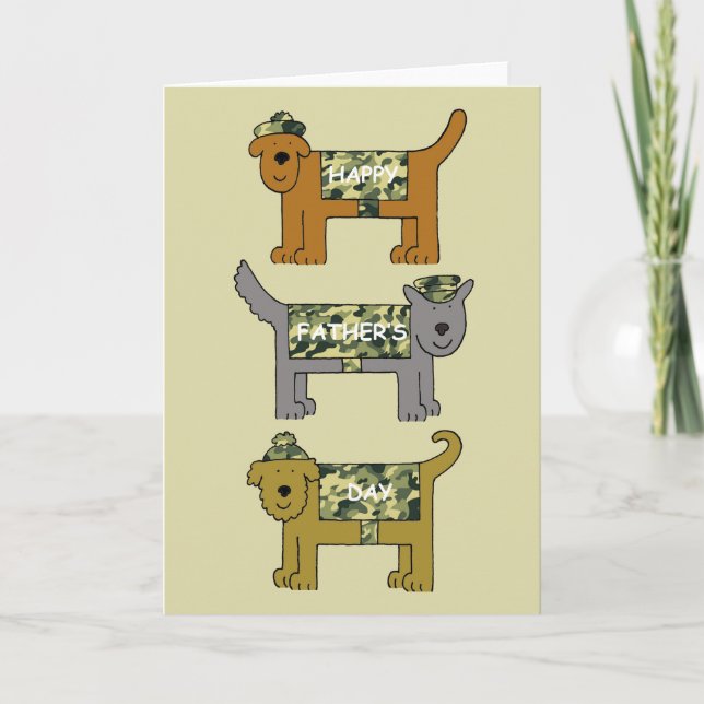 Happy Father's Day Dogs In Camouflage Card (Front)