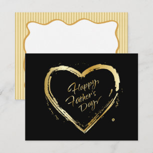Happy Father's Day! Elegant Gold Heart Calligraphy Card