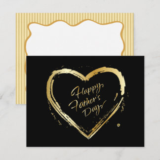 Happy Father's Day! Elegant Gold Heart Calligraphy Card