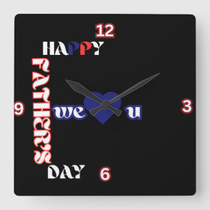 Happy Father's Day F-Formation Square Wall Clock