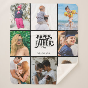 Happy Father's Day Family Photo  Sherpa Blanket