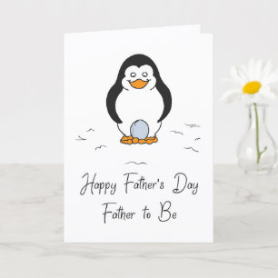 Happy Father's Day Father to Be Penguin with Egg   Card