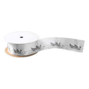 Happy Father's Day - Fishing Boat Satin Ribbon