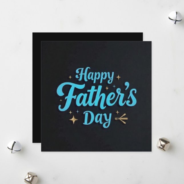 Happy Father's Day Flat Holiday Card (Happy Father's Day text in stylized blue lettering!)