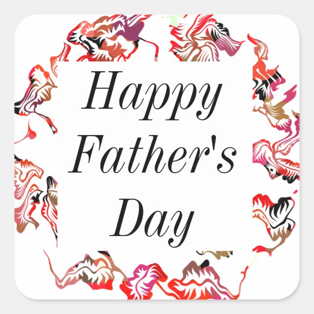Happy Fathers Day Flower Crest Floral Classy Cool Square Sticker (Front)