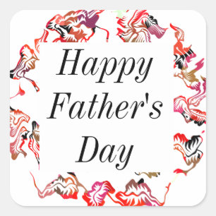 Happy Fathers Day Flower Crest Floral Classy Cool Square Sticker