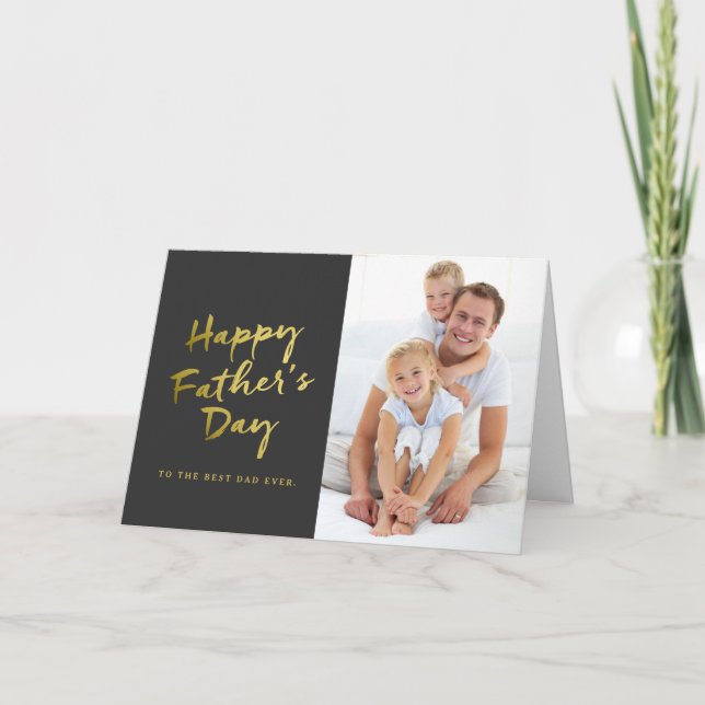 Happy Father's Day Folded Photo Card | Black (Front)