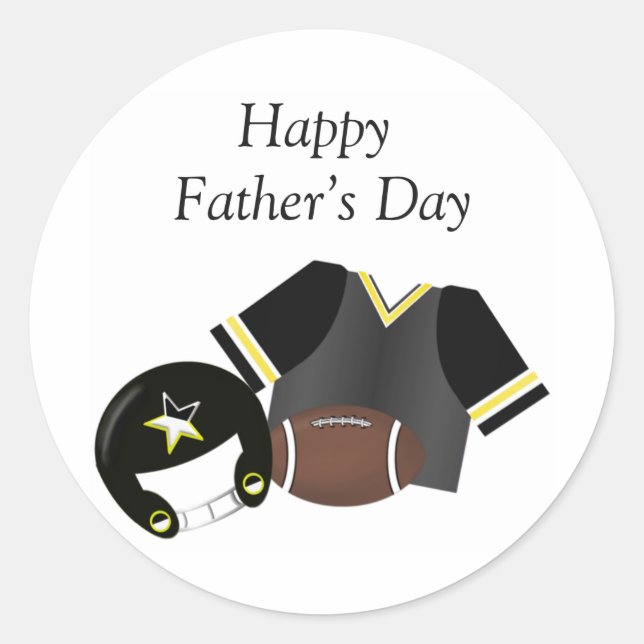 Happy Father's Day (football - black) Classic Round Sticker (Front)
