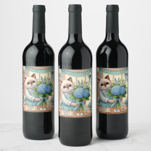 Happy Father's Day for Cat Dad Wine Label