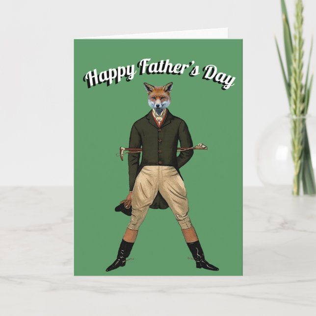 Happy Fathers Day Fox Hunting Hunter Card (Front)
