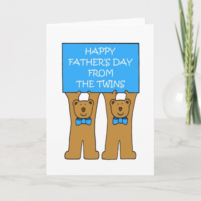 Happy Father's Day from the Twins Cute Bears Card (Front)
