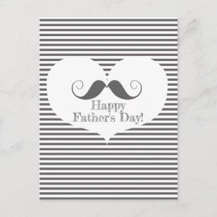Happy Father's Day! Fun Moustache & Grey Stripes Postcard