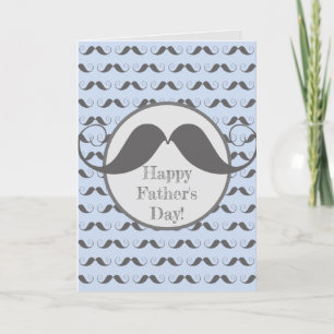 Happy Father's Day - Fun Moustache Pattern  Holiday Card