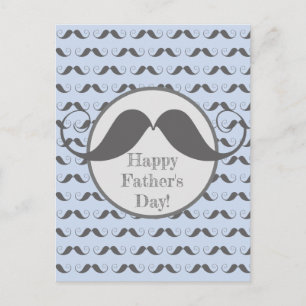 Happy Father's Day - Fun Moustache Pattern Postcard