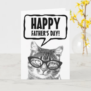 Happy Father's Day funny cat custom greeting card