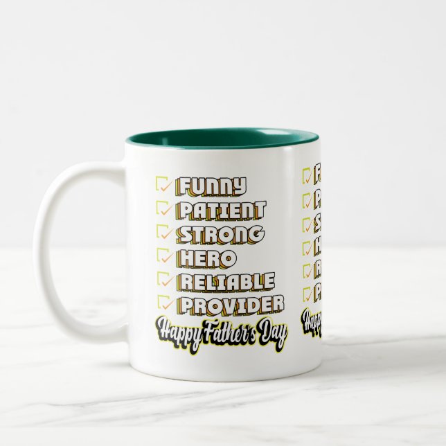 Happy Father's Day Funny Checklist Hero Provider C Two-Tone Coffee Mug (Left)