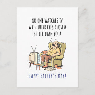 Happy Father's Day Funny Napping Dad in Chair  Postcard