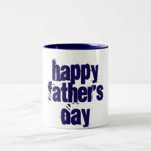 Happy Father's Day Funny Typography Blue White Mug