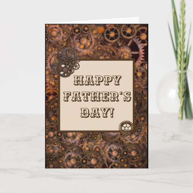 Happy Father's Day Gears Steampunk Industrial Card (Front)