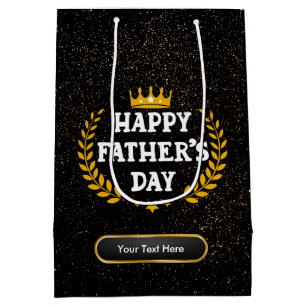 Happy Father's Day Glam Gold Sparkle Medium Gift Bag