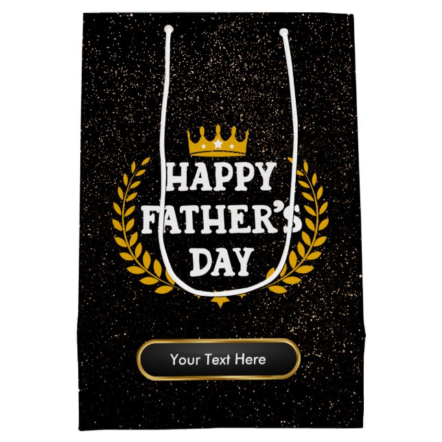 Happy Father's Day Glam Gold Sparkle Medium Gift Bag (Back)