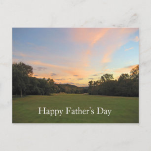 Happy Father's Day Golf Course Sunset Dad Postcard