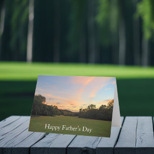 Happy Father's Day Golf Course Sunset Photograph Card