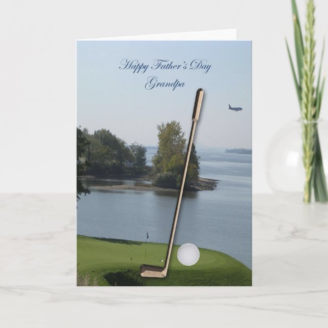 Happy Father's Day Golf Grandpa Card - Customised (Front)