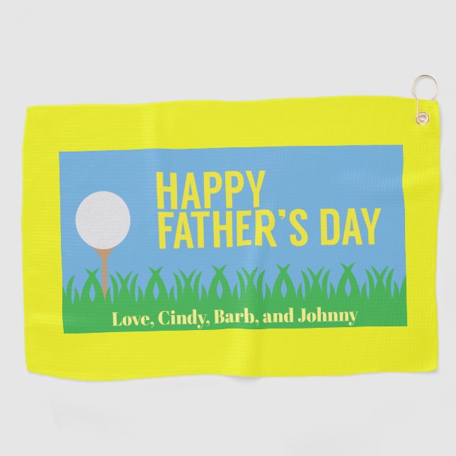 Happy Father's Day Golf Tee-Personalised Towel (Horizontal)