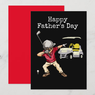 Happy Father's Day golfer dabbing  black    Holiday Card
