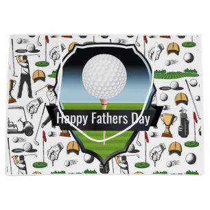 Happy Fathers Day Golfer Large Gift Bag