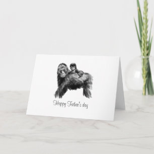 Happy Father's day gorilla with baby Card