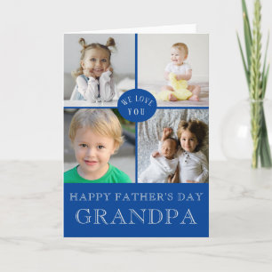 Happy Father's Day Grandpa Blue Photo Collage   Card