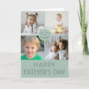 Happy Father's Day Grandpa Blue Photo Collage Card