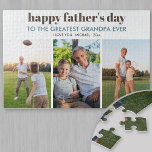 Happy Fathers Day Grandpa - Custom 3 Photo Strip Jigsaw Puzzle<br><div class="desc">Say happy father's day to the greatest grandpa ever with a custom photo jigsaw puzzle. The design has modern typography which is all fully editable, if you prefer to add your own father's day wishes. The photo template is set up for you to add 3 of your favourite photos which...</div>