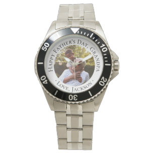 Happy Father's Day Grandpa Custom Photo Gift Watch