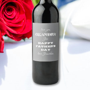 Happy Fathers Day Grandpa Joe Custom Modern  Wine Label