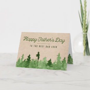 Happy Father's Day   Green Watercolor Forest Card