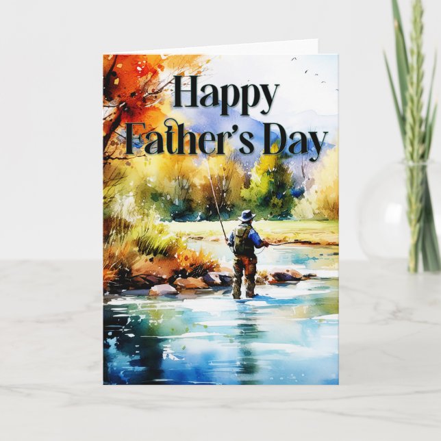 Happy Father's Day Greeting Card - Fly Fishing (Front)