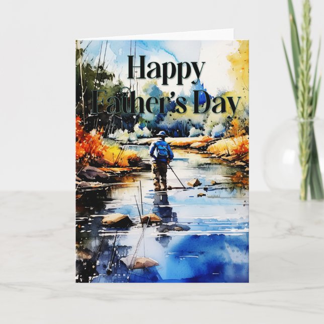 Happy Father's Day Greeting Card - Fly Fishing (Front)