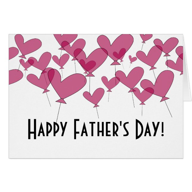 Happy Father's Day greeting card with hearts (Front Horizontal)