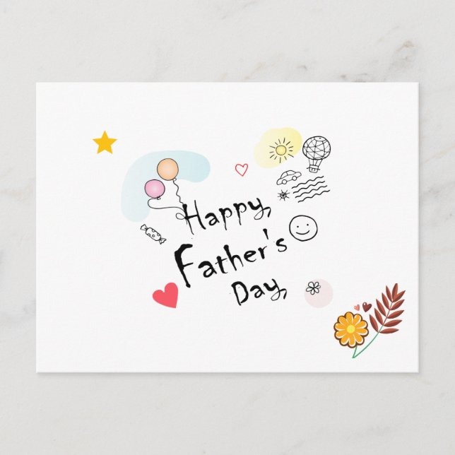 Happy Father's Day! Hand Drawn Postcard (Front)
