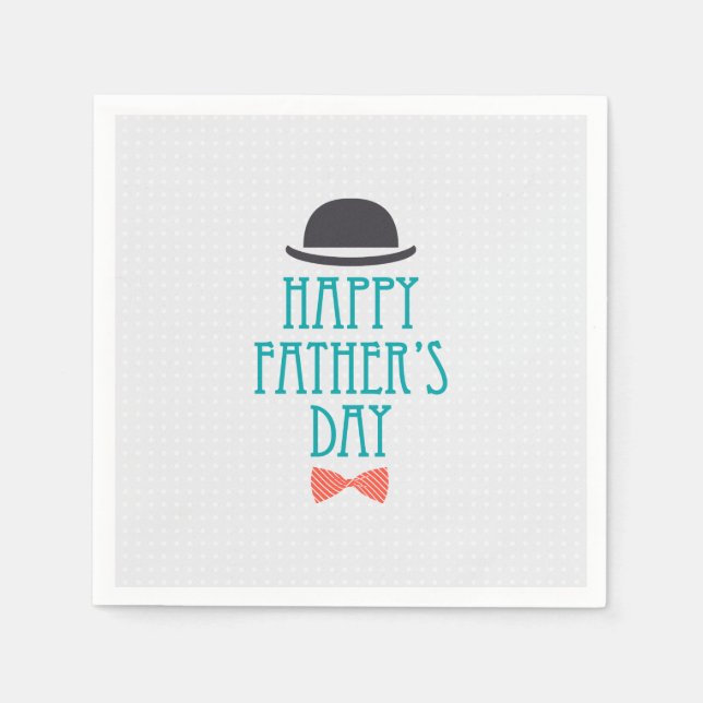 Happy Father's Day Hat & Bow Tie | Napkin (Front)