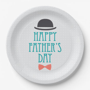Happy Father's Day Hat & Bow Tie   Paper Plate
